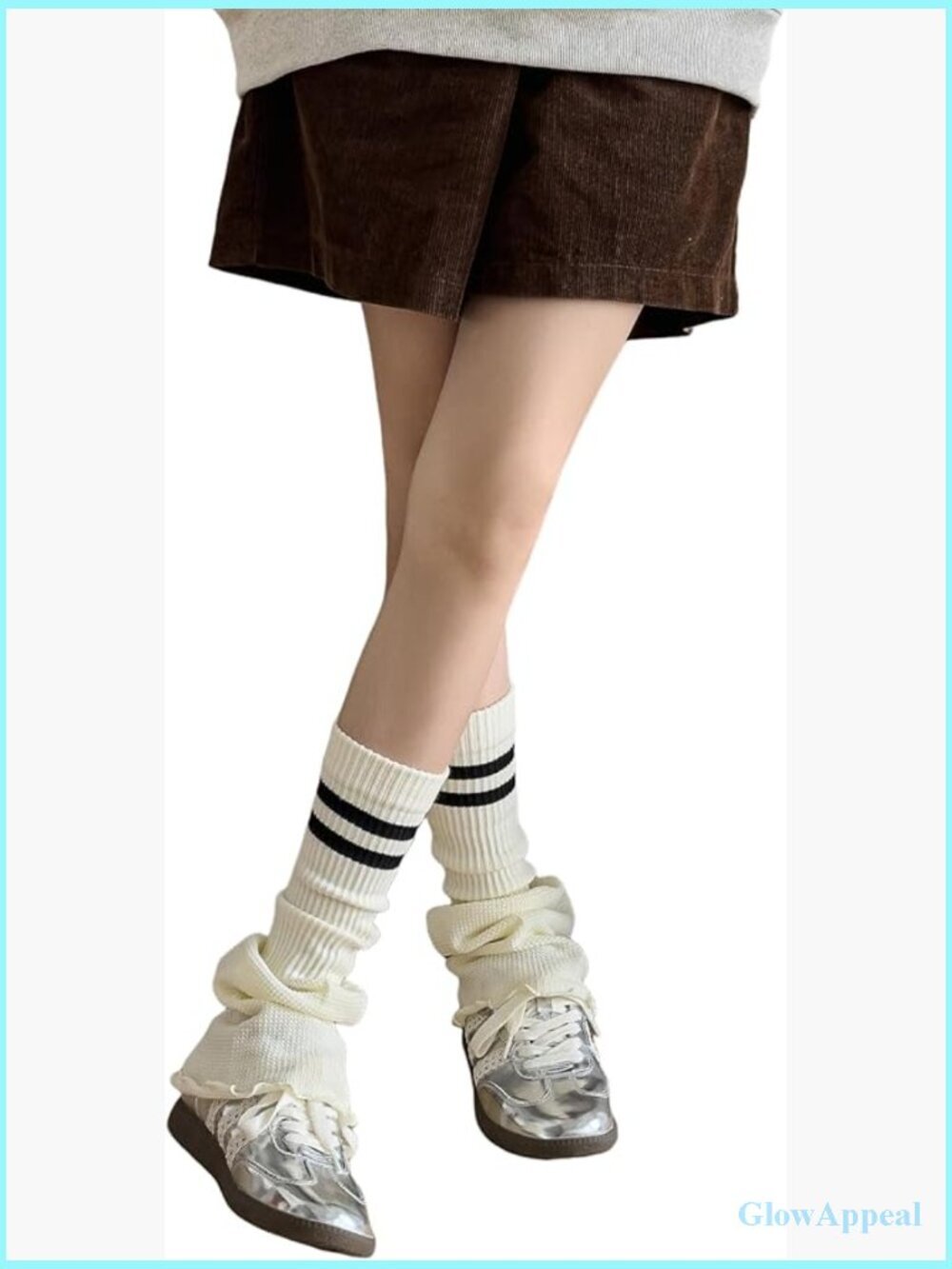 Leg Warmers Flared Ribbed Knit Y2K Striped Long Sock Style